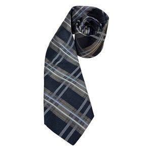 𝅺hemley Made In Germany Classic Black Brown Scottish Plaid 100% Silk Neck Tie